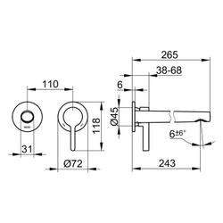 Keuco Edition 400 Einhebel-Waschtischmischer Unterputz Wandmontage, 2-Loch, Ausladun... KEUCO-51516290202 4017214062140 (Abb. 1)