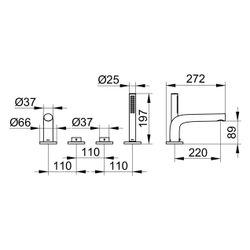 Keuco Edition 400 Wannenmischer Wannenrand 4-Loch, Ausladung 220mm, Edelstahl-finish... KEUCO-51530060200 4017214252770 (Abb. 1)