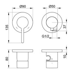 Keuco Edition 400 Einhebelmischer-Set Unterputz 2-Wege, mit Schlauchanschluss und Br... KEUCO-51551011221 4017214940288 (Abb. 1)