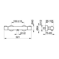 Keuco Plan Blue Thermostat-Brausemischer Aufputz, Sicherheitssperre 38 Grad C, G 1/2... KEUCO-53926371001 4017214926534 (Abb. 1)