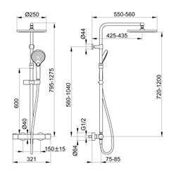 Keuco Plan Blue Thermostat-Brausemischer Aufputz, mit Kopfbrause, G 1/2", Schwarz ma... KEUCO-53926372321 4017214926558 (Abb. 1)