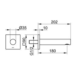 KEUCO Wanneneinlauf DN15 IXMO 59545 eck. Ausl.202mm sw... KEUCO-59545370102 4017214898039 (Abb. 1)