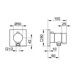 Keuco Ixmo Thermostat-Brausearmatur UP mit Schlauchanschl., Rosette eckig, Sperre 38... KEUCO-59554370002 4017214897292 (Abb. 1)