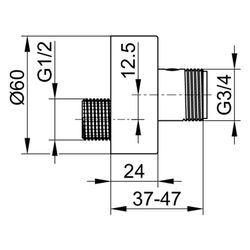 Keuco S-Anschluss absperrbar 1/2" mit integrierter Absperrung, D 60mm, Schwarz matt,... KEUCO-59926370001 4017214233533 (Abb. 1)