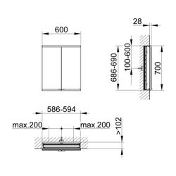 KEUCO Royal Modular 2.0 Spiegelschrank, beleuchtet, 80021, Wandeinbau 2 Steckdos... KEUCO-800210060000200 4017214711826 (Abb. 1)