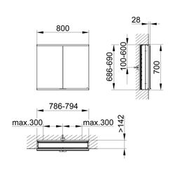 KEUCO Royal Modular 2.0 Spiegelschrank, unbeleuchtet 80020, Wandeinbau 1 Steckdo... KEUCO-800200080100300 4017214712731 (Abb. 1)