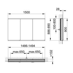 KEUCO Royal Modular 2.0 Spiegelschrank, DALI 80032, Wandeinbau 2 Steckdosen 1500... KEUCO-800320151000200 4017214737604 (Abb. 1)