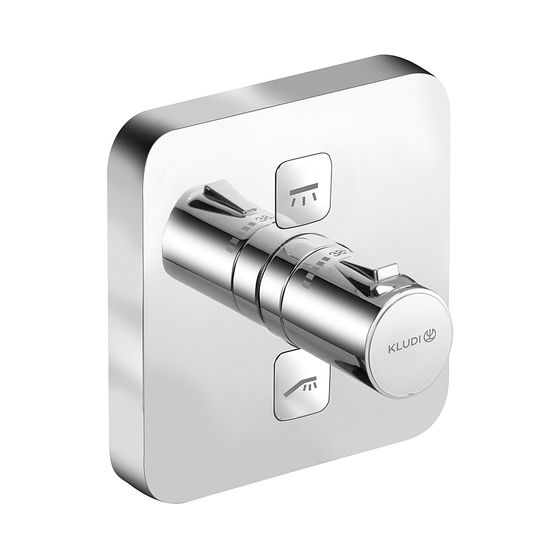 KLUDI PUSH Unterputz-Thermostat-Armatur mit Drucktaste für 2 Verbraucher soft edge chrom