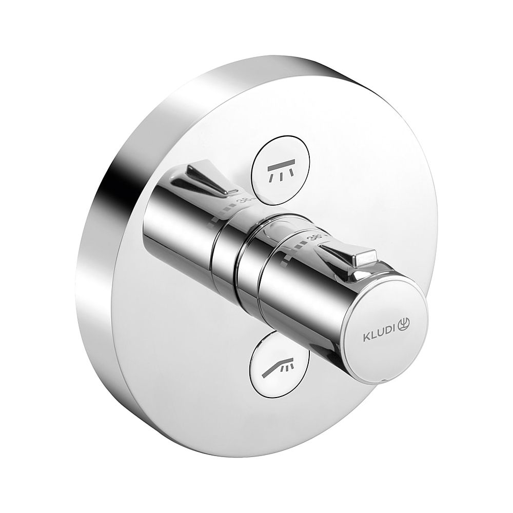 KLUDI PUSH Unterputz-Thermostat-Armatur mit Drucktaste für 2 Verbraucher rund chrom... KLUDI-389120538 4021344102348 (Abb. 1)