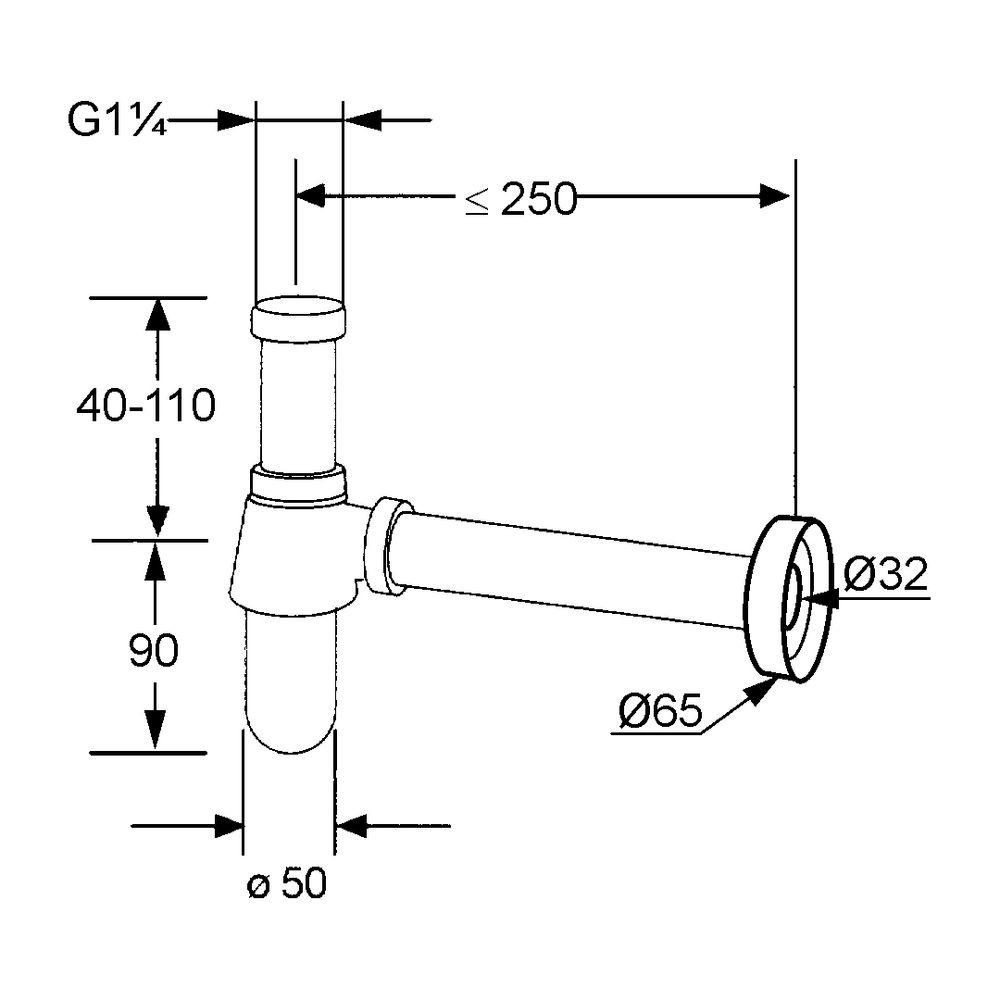 KLUDI Tassen-Sifon DN 32 1 1/4 x 32mm chrom... KLUDI-1010505-00 4021344999412 (Abb. 3)