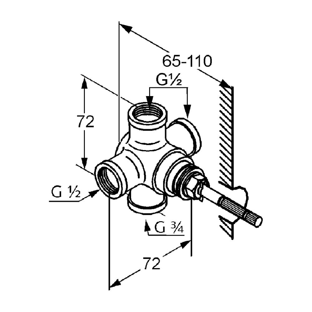 KLUDI Zwei-Wege-Umstellung Rohbau-Set als Drehventil 540 Grad neutr... KLUDI-2975100 4017080020084 (Abb. 3)