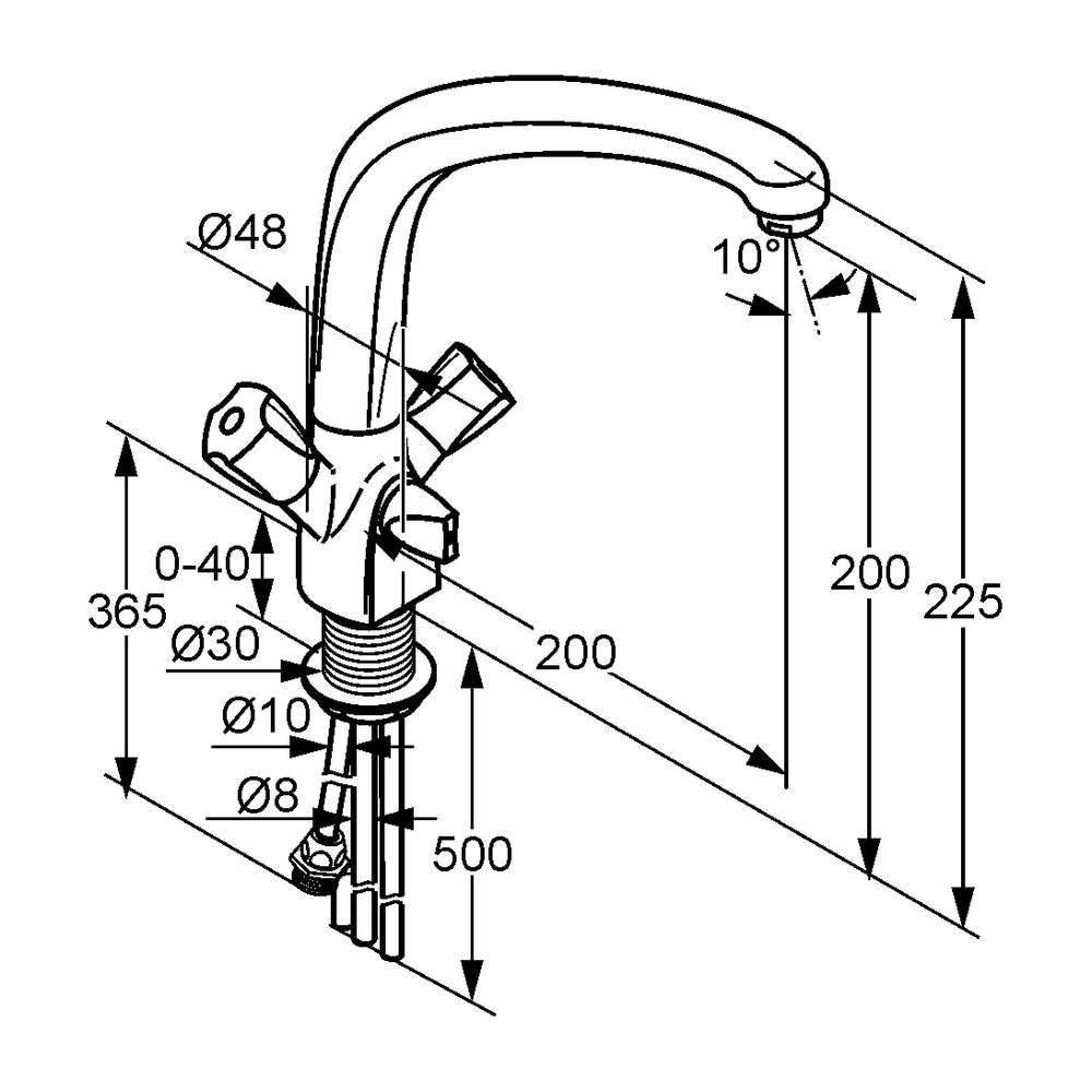 KLUDI STANDARD Spültisch-Multi-Armatur DN 15 Griff Terralux Kunststoff chrom... KLUDI-317300515 4017080893206 (Abb. 3)