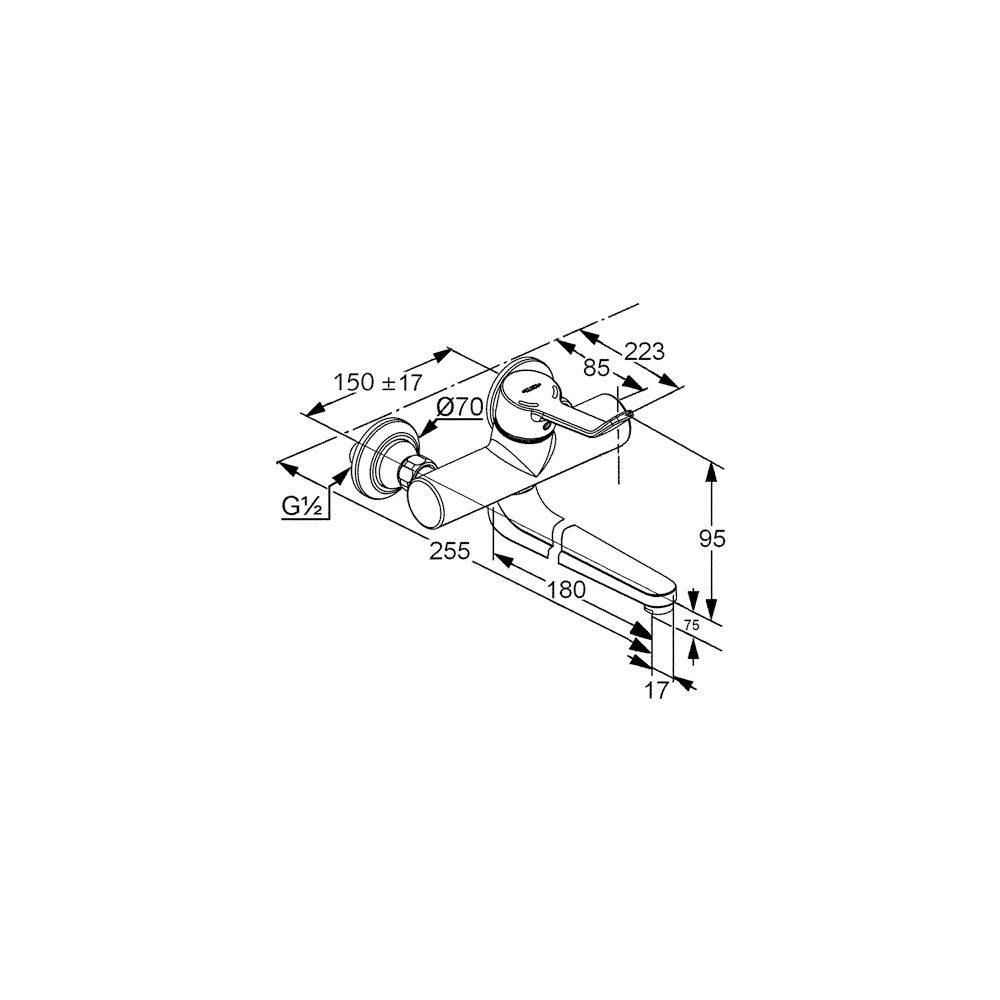 KLUDI PROVITA Wandarmatur-Einhandmischer DN 15 ohne Hebel, Ausladung 255mm chrom... KLUDI-335330500 4017080070126 (Abb. 4)