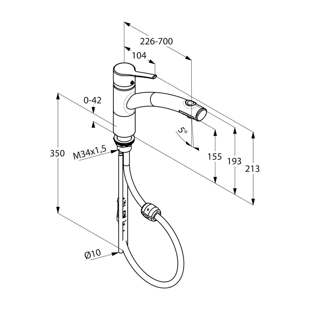 KLUDI TRENDO Spültisch-Einhandmischer DN 8 herausziehbare Brause chrom... KLUDI-335810575 4021344072474 (Abb. 2)