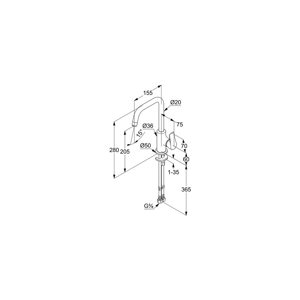 KLUDI PURE & SOLID Waschtisch-Einhandmischer seitl. o. Ablaufgarnitur chrom... KLUDI-340240575 4017080088312 (Abb. 3)