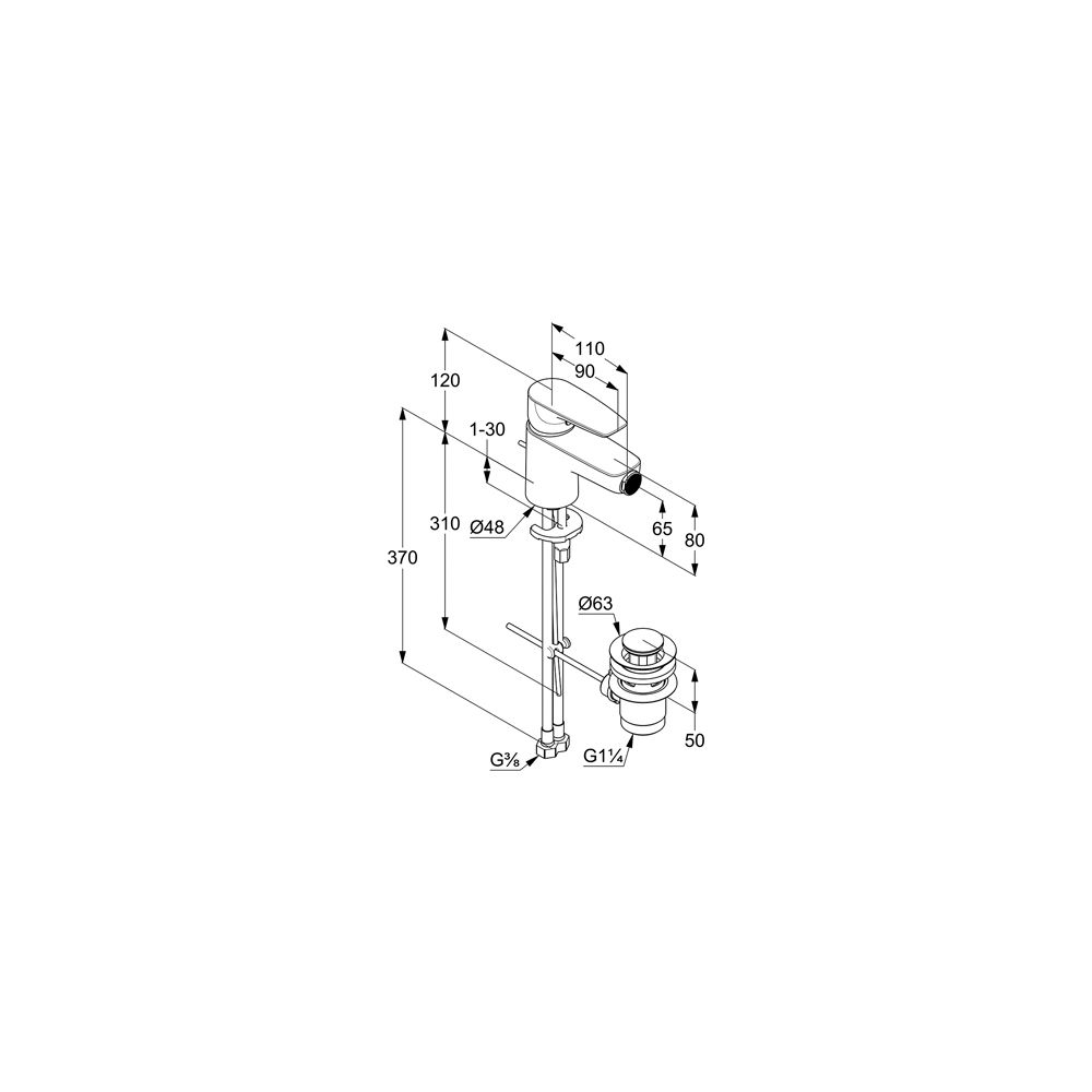 KLUDI PURE & SOLID Bidet-Einhandmischer mit Metallablaufg. chrom... KLUDI-342160575 4017080088275 (Abb. 3)