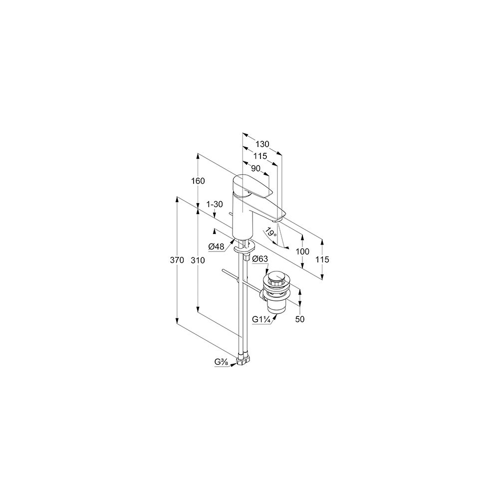 KLUDI PURE & SOLID WT-EHM 100, 3,8l/min m. Metallablaufg. chrom... KLUDI-342900575WR5 4017080090247 (Abb. 3)