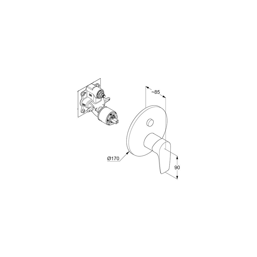 KLUDI PURE & SOLID Unterputz-Wannenfüll- und Brause-Einhandmischer Push Set m. Funktio... KLUDI-346590575 4021344103116 (Abb. 3)