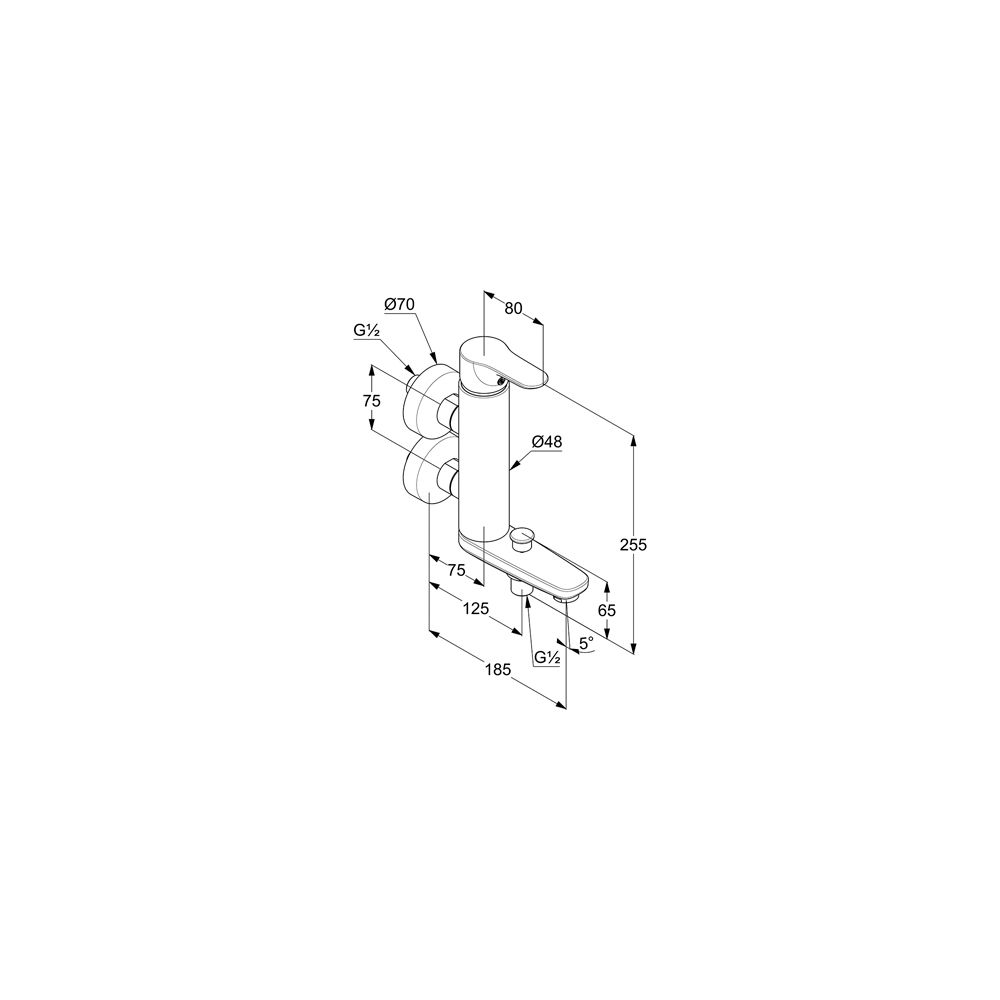 KLUDI OBJEKTA Wannenfüll- und Brause-Einhandmischer DN 15 vertikale Blockarmatur chrom... KLUDI-364890575 4017080088510 (Abb. 3)