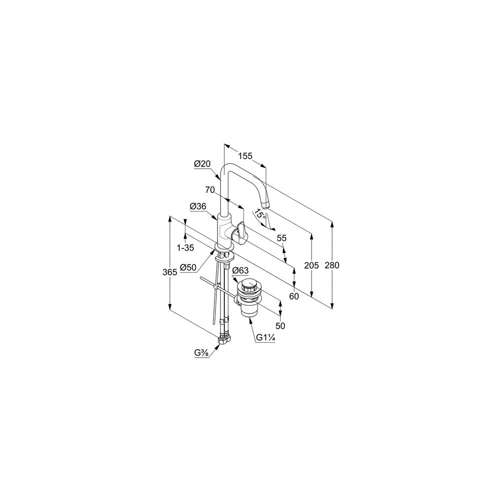 KLUDI PURE & EASY Waschtisch-Einhandmischer seitl. mit Metallablaufg. chrom... KLUDI-370230565 4017080088022 (Abb. 3)