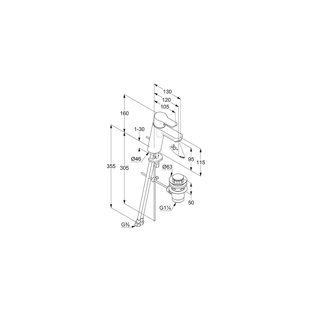 KLUDI PURE & EASY Waschtisch-EHM 100 EcoPlus, m. Metallablaufg. chrom... KLUDI-372930565WR4 4017080097734 (Abb. 3)