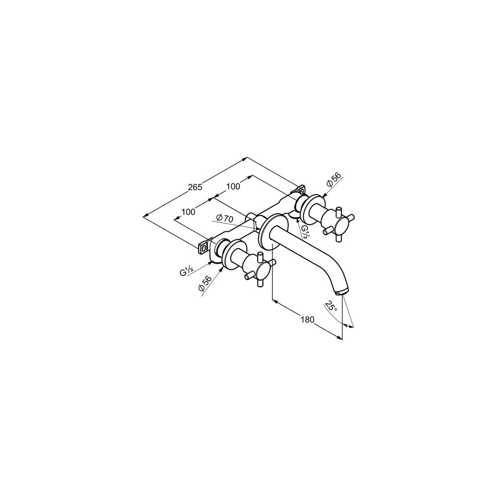 KLUDI BOZZ Waschtisch-Wandarmatur 180mm Dreiloch Kreuzgriffe chrom... KLUDI-381450520 4021344088277 (Abb. 2)