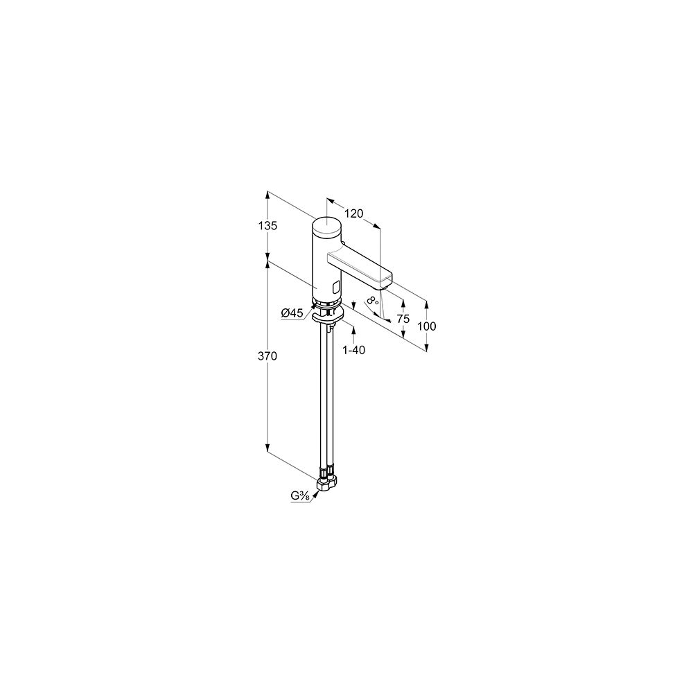 KLUDI ZENTA SL Elektronische Waschtisch- Armatur mit Netzteil mattschwarz... KLUDI-3820039 4021344112217 (Abb. 3)