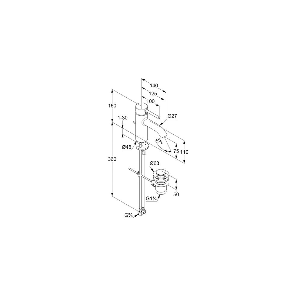 KLUDI-BOZZ Waschtisch-Einhandmischer 75mm Ablaufgarnitur chrom... KLUDI-382700576 4017080091718 (Abb. 2)