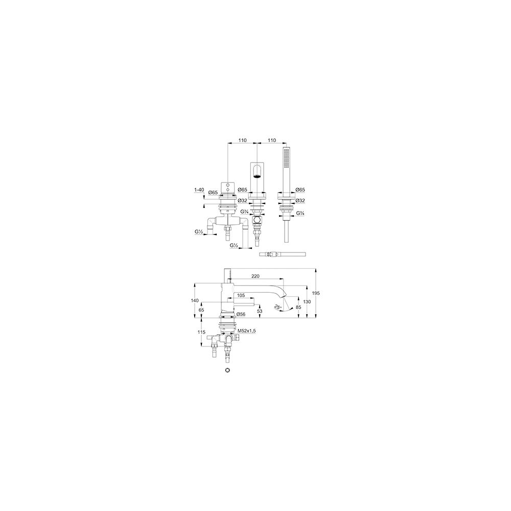 KLUDI BOZZ 3-Loch Wannenfüll- und Brause-Einhandmischer chrom... KLUDI-384480576 4021344102584 (Abb. 3)