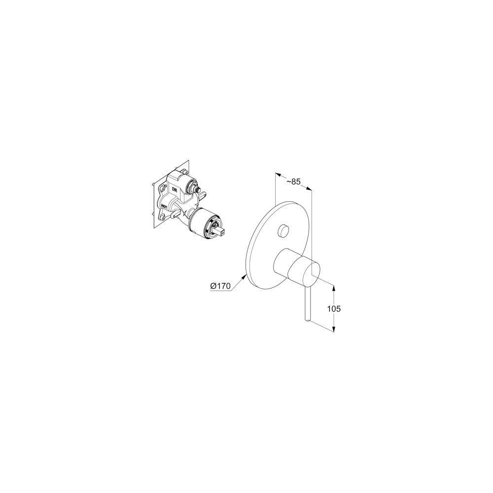 KLUDI BOZZ Unterputz-Wannenfüll- und Brause-Einhandmischer Push Set m. Funktionseinhei... KLUDI-386590576 4021344103079 (Abb. 3)