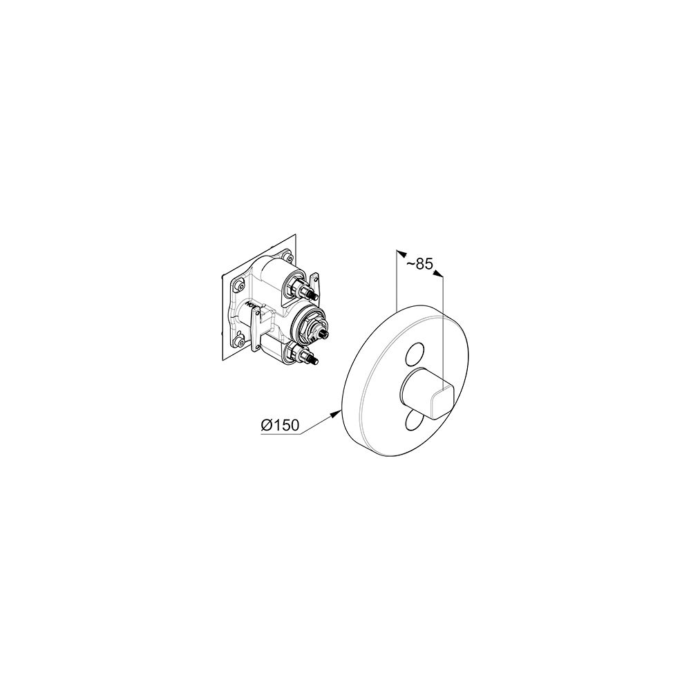 KLUDI PUSH Unterputz-Arm. mit Rotationskartusch mit Drucktaste für 2 Verbraucher rund ... KLUDI-387120538 4021344102300 (Abb. 3)