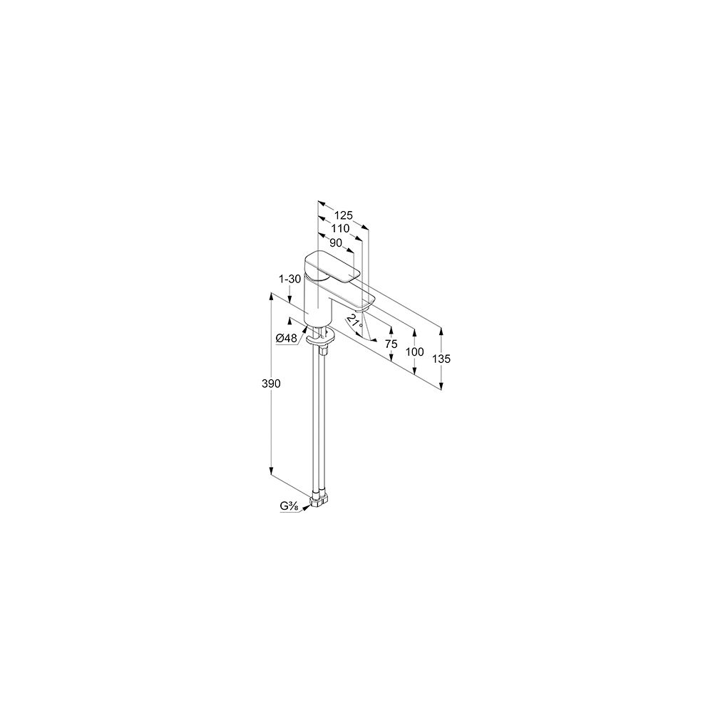 KLUDI PURE & STYLE Waschtisch-Einhandmischer 75 o. Ablaufgarnitur schwarzmatt... KLUDI-400283975 4017080092913 (Abb. 3)