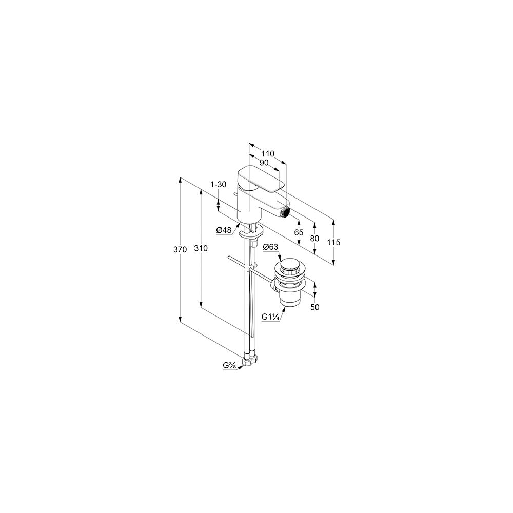 KLUDI PURE & STYLE Bidet-Einhandmischer DN 15 m. Metallablaufg. chrom... KLUDI-402160575 4017080088329 (Abb. 3)