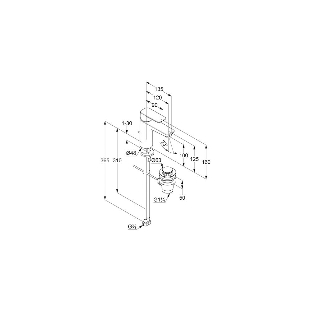 KLUDI PURE & STYLE Waschtisch-Einhandmischer 100 m. Metallablaufg. schwarzmatt... KLUDI-402903975 4017080092968 (Abb. 3)