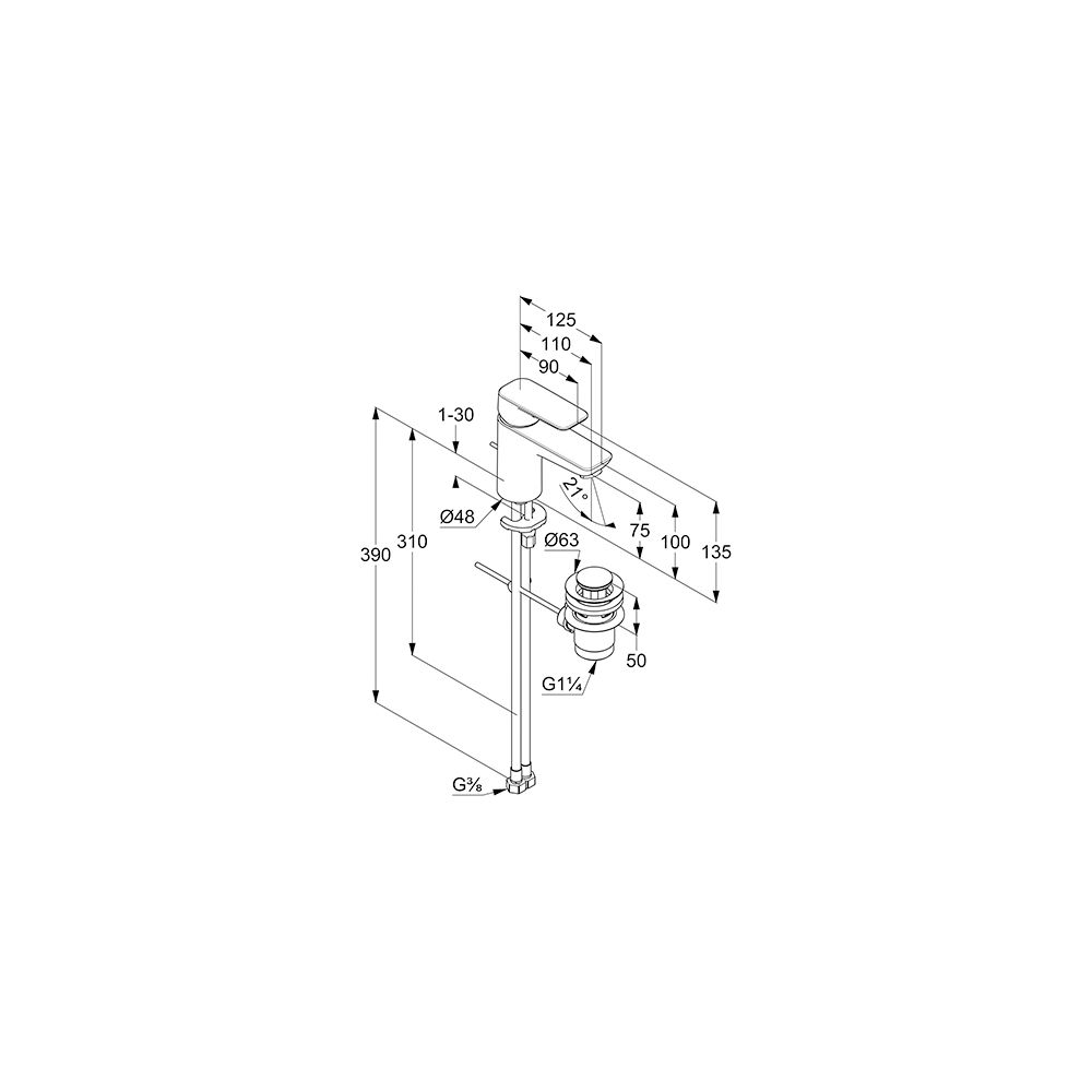 KLUDI PURE & STYLE Waschtisch-EHM 75 EcoPlus m. Metallablaufg. chrom... KLUDI-403880575WR4 4017080097796 (Abb. 3)