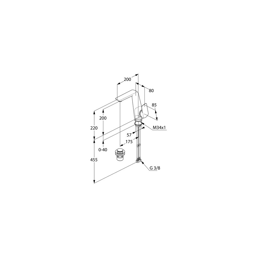 KLUDI AMEO Waschtisch-Einhandmischer DN 15, m. seitl. Bed., m. Ablaufg. chrom... KLUDI-410250575 4021344088369 (Abb. 2)