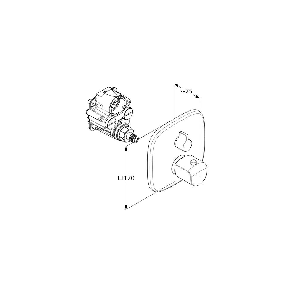 KLUDI AMEO Unterputz-Thermostatarmatur Feinbau-Set mit Absperr- und Umstellventil... KLUDI-418300575 4021344088598 (Abb. 2)