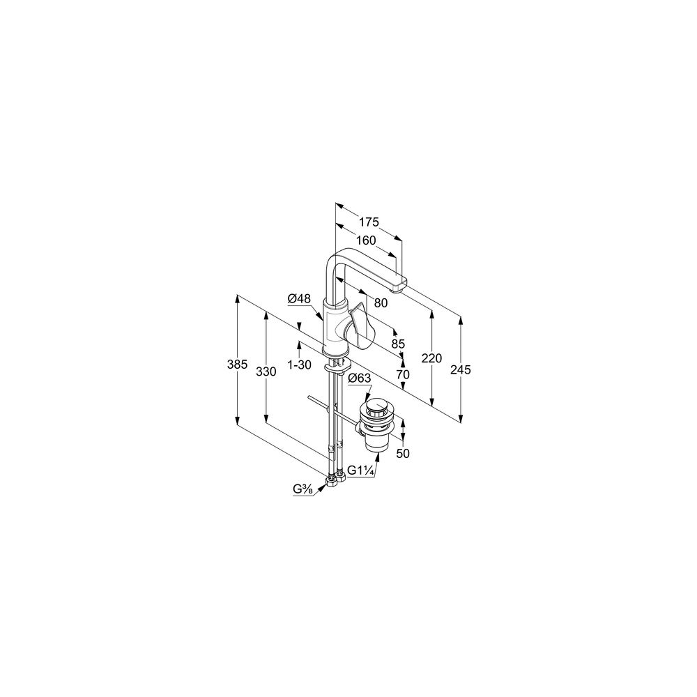 KLUDI ZENTA SL Waschtisch-Einhandmischer schwenkbar mit seitl.Betätig., m.Ablg. chrom... KLUDI-480270565 4021344094858 (Abb. 4)