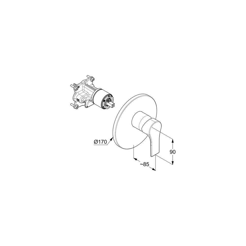 KLUDI ZENTA SL Unterputz-Brause-Einhandmischer Feinbauset m. Funktionseinheit chrom... KLUDI-486550565 4021344094803 (Abb. 3)