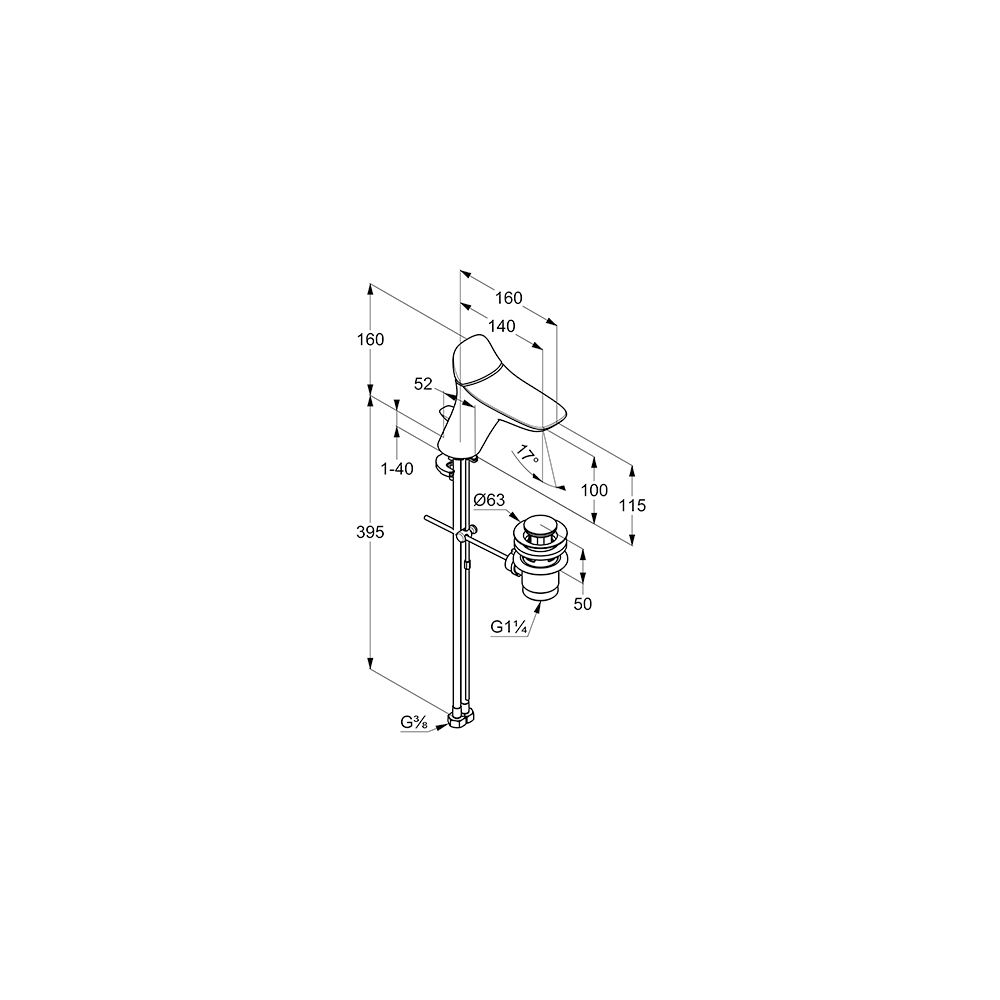 KLUDI BALANCE Waschtisch-EHM DN 10 mit Ablaufgarnitur 3,8l/min chrom... KLUDI-520230575WR5 4017080090193 (Abb. 3)