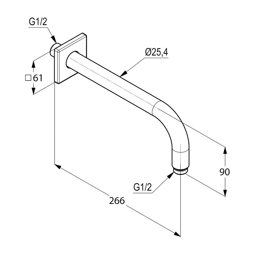 KLUDI A-QA Wand-Brausearm 250mm eckige Wandrosette chrom... KLUDI-6653305-00 4021344068873 (Abb. 3)