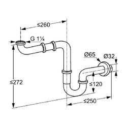 KLUDI Waschtisch- & Bidet-Sifon Geruchverschluss G1 1/4 x 32mm chrom... KLUDI-1025505-00 4021344880574 (Abb. 1)