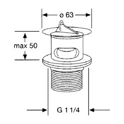 KLUDI Waschtisch- & Bidet-Sifon Schaftventil G 1 1/4 o. Kettenhalter chrom... KLUDI-1042705-00 4021344997654 (Abb. 1)
