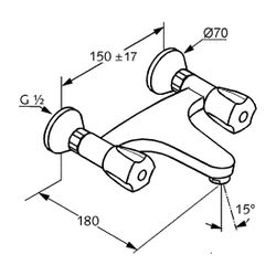 KLUDI STANDARD CARE Wandarmatur DN 15 Griff Terralux Ausladung 180mm chrom... KLUDI-320040508 4017080871150 (Abb. 1)