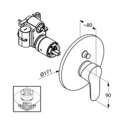 KLUDI OBJEKTA Unterputz-Wannenfüll- und Brause-Einhandmischer Feinbau-Set chrom... KLUDI-326570575 4021344070739 (Abb. 1)