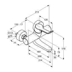 KLUDI PROVITA Wandarmatur-Einhandmischer DN 15 ohne Hebel, Ausladung 183mm chrom... KLUDI-335300500 4017080070096 (Abb. 1)