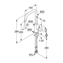 KLUDI PURE & SOLID Waschtisch-Einhandmischer seitl. o. Ablaufgarnitur chrom... KLUDI-340240575 4017080088312 (Abb. 1)