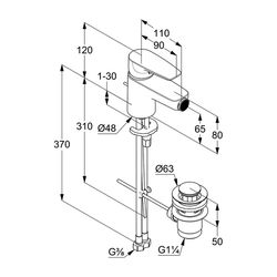 KLUDI PURE & SOLID Bidet-Einhandmischer mit Metallablaufg. chrom... KLUDI-342160575 4017080088275 (Abb. 1)