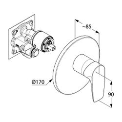 KLUDI PURE & SOLID Unterputz-Brause-Einhandmischer Feinbau-Set m. Funktionseinheit chr... KLUDI-346550575 4021344092410 (Abb. 1)