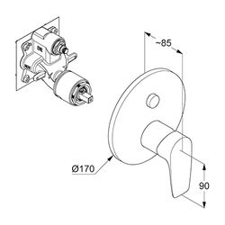 KLUDI PURE & SOLID Unterputz-Wannenfüll- und Brause-Einhandmischer Push Set m. Funktio... KLUDI-346590575 4021344103116 (Abb. 1)